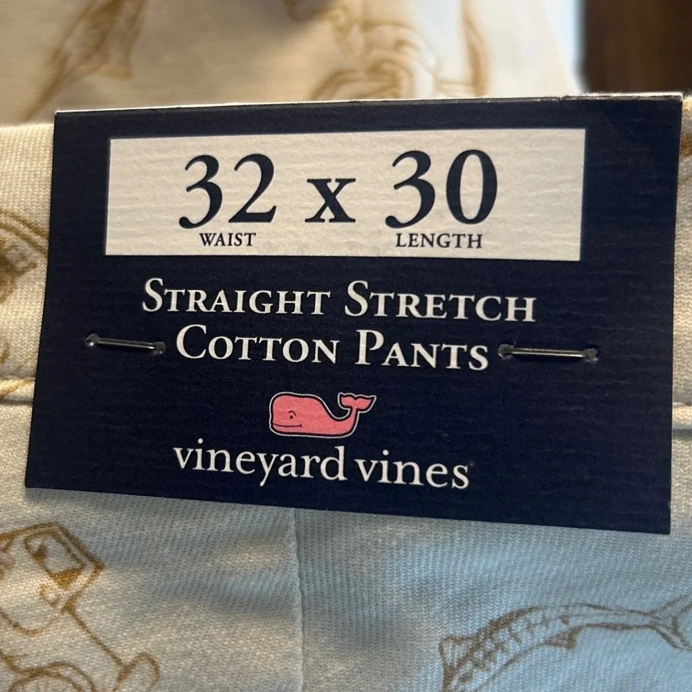 Vineyard Vines Chino Pants 32x30 Straight Stretch Cotton Preppy Beachy Festive